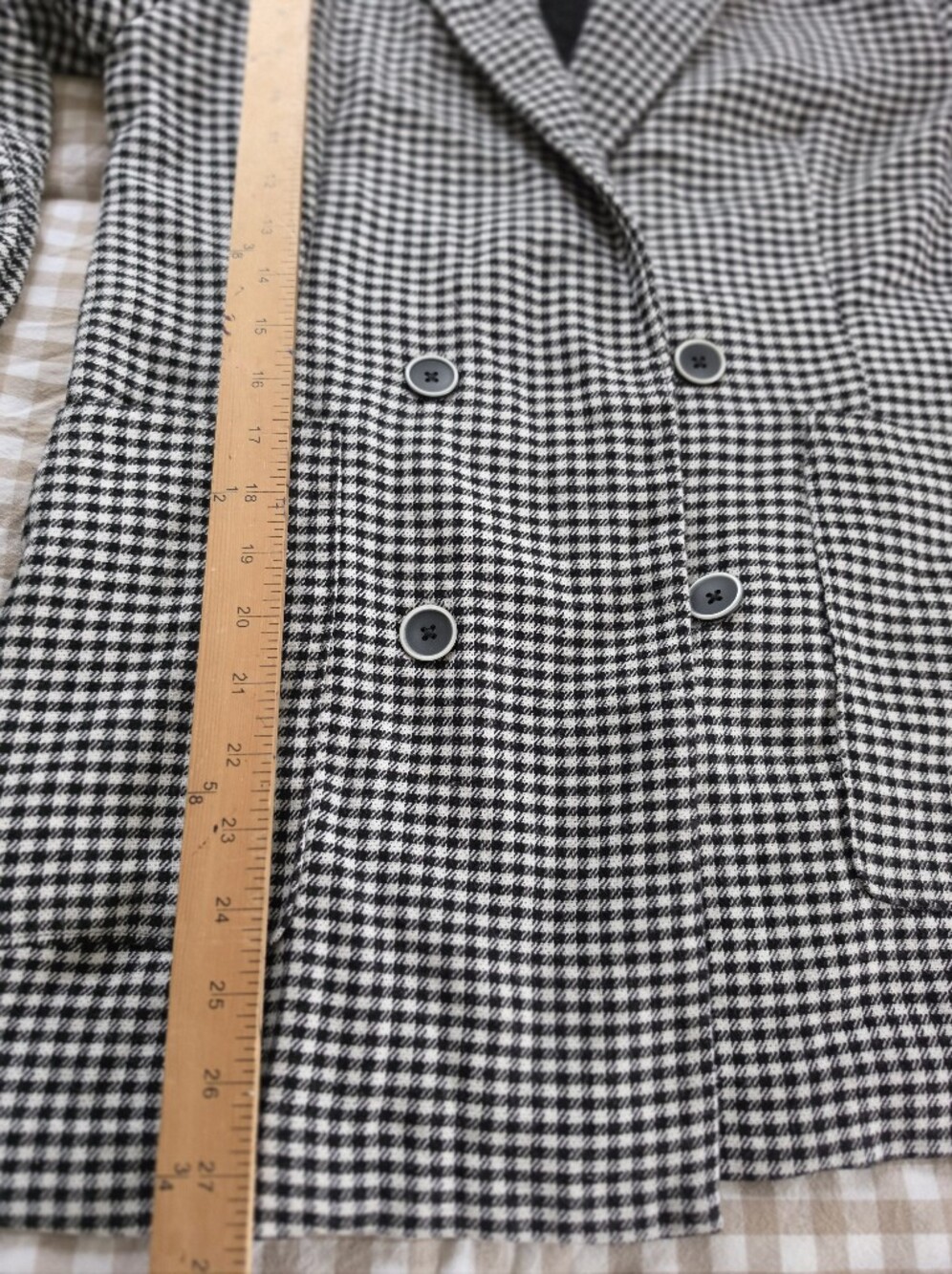 Bershka Black & White Gingham Double-Breasted Blazer - Picture 3 of 7